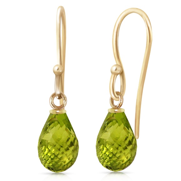 Galaxy Gold Products Jewelry - 14K. SOLID GOLD FISH HOOK EARRINGS WITH PERIDOTS